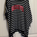 Ohio State Buckeyes Poncho XS/S Black and White Striped Gameday Couture Oversize Photo 0