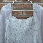 Wilfred Long Sheer Sleeves Babydoll Dress Women’s 2 White Floral Smocked Fairy Photo 8