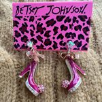 Betsey Johnson New  Pink Heels Drop Earrings Bow Crystal Y2K Glam Photo 3