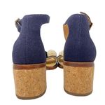 Soludos  Capri Pom Pom Block Heel Navy Strap Sandals Women SZ 6.5 Navy EUC Resort Photo 4