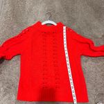 J.Crew Vibrant Red Cable Knit Sweater Chunky Winter Mock Neck Small Orange Photo 4