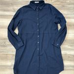 Navy blue long sleeve button up shirt dress #navyblue #shirtdress ovrszd small Photo 4