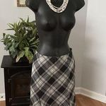 Anne Klein AK Women's Size 6 Check Embroidered Pleated Flair Lined Skirt Photo 0