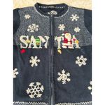 All Points Vintage Christmas Santa Snowflake Sweater Cardigan Womens Size L Blue Size L Photo 2