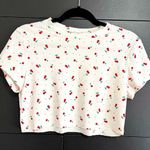 YUMMY SOFT Cherries Ribbed Short Sleeve Crewneck Crop Top Shirt Women’s M EUC White Size M Photo 0