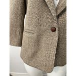 Vintage Women’s Chevron Tweed 100 Percent Wool Beige Blazer One Button Closure Brown Size M Photo 7