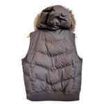 Gap Vest Women Large Brown Puffer Down Faux Fur Hood 2007 Puffy Skater Snow Y2K Photo 1