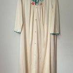 Vtg 2 piece JC Penney Robe Large Lingerie Cream Nightgown with Teal Accents ❤️ Green Photo 0