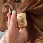 Max Studio  XL Tan Cognac Faux Leather Moto Jacket Notch Lapel Zip Pockets Biker Photo 8