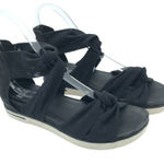 Eileen Fisher  Zanya Mesh Sandals Wedge Ankle Strap Open Toe Black 9.5 Photo 0