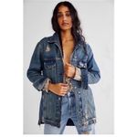 ZARA Jean Jacket Distressed Oversized Photo 2