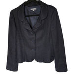 Ann Taylor  Blue Tweed Blazer Jacket Size 10 Rounded Notch Collar Long Sleeve Photo 0