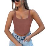 NWT REORIA Women’s Square Neck Bustier Corset Crop Tank Top Small Brown Photo 2