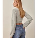 Reformation NWT  Remus Cashmere Light Grey Wrap Crop Ribbed Sweater xl Photo 2