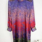 Etcetera  Silk High Neck Multi Color Abstract Print Dress Long Sleeve Size 12 Photo 0