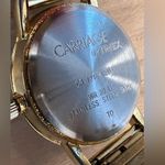 Carriage Ladies Watch Indiglo White Dial Gold Tone Stretch Bracelet Date Window Photo 5