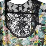 Avenue Floral Print Kimono Open Front Plus Size 22/24 Black Lace Trim Topper Photo 5