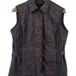 Barbour  Quilted Vest Brown Fleece Lined Snap Button Pockets Women Size 10 Photo 0