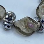 Artisan made glass leaves & hematite beaded necklace Green Photo 4