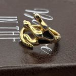 Vintage Gold Skeleton Hand Wrap Ring Gothic Halloween Punk Statement Size 7.5 Photo 4