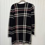 Talbots Herringbone Plaid Sweater Coat Black White Pink Business Casual Women's Photo 6