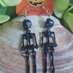 Halloween Skeleton Dangle Earrings Black Photo 0