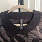 Athleta  Jacquard Wool Blend Black & Brown Camo Crewneck Sweater Photo 2