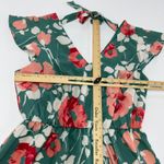 Adrianna Papell Dress Women Size 14 Blue Green Floral Flutter Sleeve V Neck Midi Photo 7