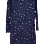 Pure Collection Navy Chevron Print Long Sleeve Jersey Slim Blouson Dress Size 8 Blue Photo 0