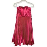 Lulus  Just Like a Movie Satin Strapless Pleated Midi Dress Small Pink Magenta Photo 1