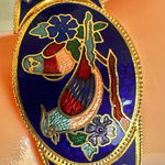 Vintage Cloisonné Blue Enamel Bird & Flower Hinged Bangle Bracelet Photo 7