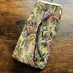 French vintage eye glasses retro holder purse tapestry floral design 70s 80s Photo 5