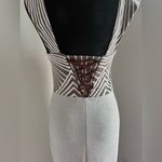 Elegant White and Silver Midi Dress Photo 9