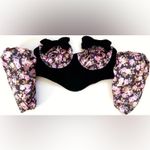 For Love & Lemons Kate Corset Velvet Top Black Floral $168 NWT Off-Shoulder XS Photo 2