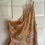 American Eagle NWT  Outfitters OneShoulder Paisley Dress Orange Yellow medium Photo 8