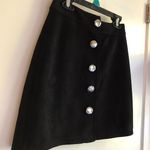High Wasted Refurbished Suede Button Down Skirt Black Photo 0