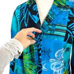 Chico's  Oriental Art-to-Wear Patchwork Silk Linen Blazer Jacket Turquoise SZ 4 Photo 12
