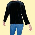 Dress Barn Vintage Y2K  Collection Black Velvet Floral Detail Collard Shirt Photo 5