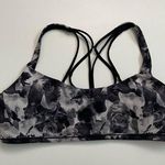 Lululemon Sports Bra Free To Be Zen Strappy Athletic Abstract Floral Black Grey Photo 0