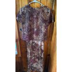 Vintage Floral Dress Set Brown Sheer Top Dress Outfit Christy‎ Lyn Size 10 Photo 1