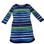 Vince Camuto Dress Blue Green White Striped 3/4 Sleeve Lined Shift Dress Size 6 Photo 10