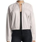 Rebecca Taylor ruffle trim light grey lamb skin leather bomber jacket blazer 8 Photo 0