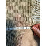 Main Strip  Cropped V-Neck Sweater Distressed Hem Two-Toned Pink Tan Photo 3