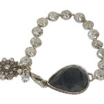 Lucky Brand  Silvertone Green Teardrop Stone Bracelet Photo 0