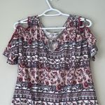 Absolutely Famous  Pink / White Floral Cold Shoulder Top Size L Photo 2