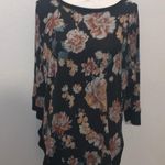 Maurice's Black Floral Stretchy Pullover 3/4 sleeve Sweater Photo 0