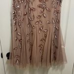 Adrianna Papell  Dress woman beaded midi tulle rose gold formal ceremony Sz 8 Photo 7