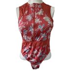 Ocean Pacific OP Sporty Open Back Zip Up Chest Floral One Piece Swimsuit S Photo 1