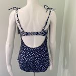 SO Retro Smocked one piece cut out swimsuit navy and white juniors Large 11-13 Photo 3