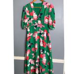Vince Camuto  Floral Pebble Crepe Midi Dress in Green Size 4 Photo 2
